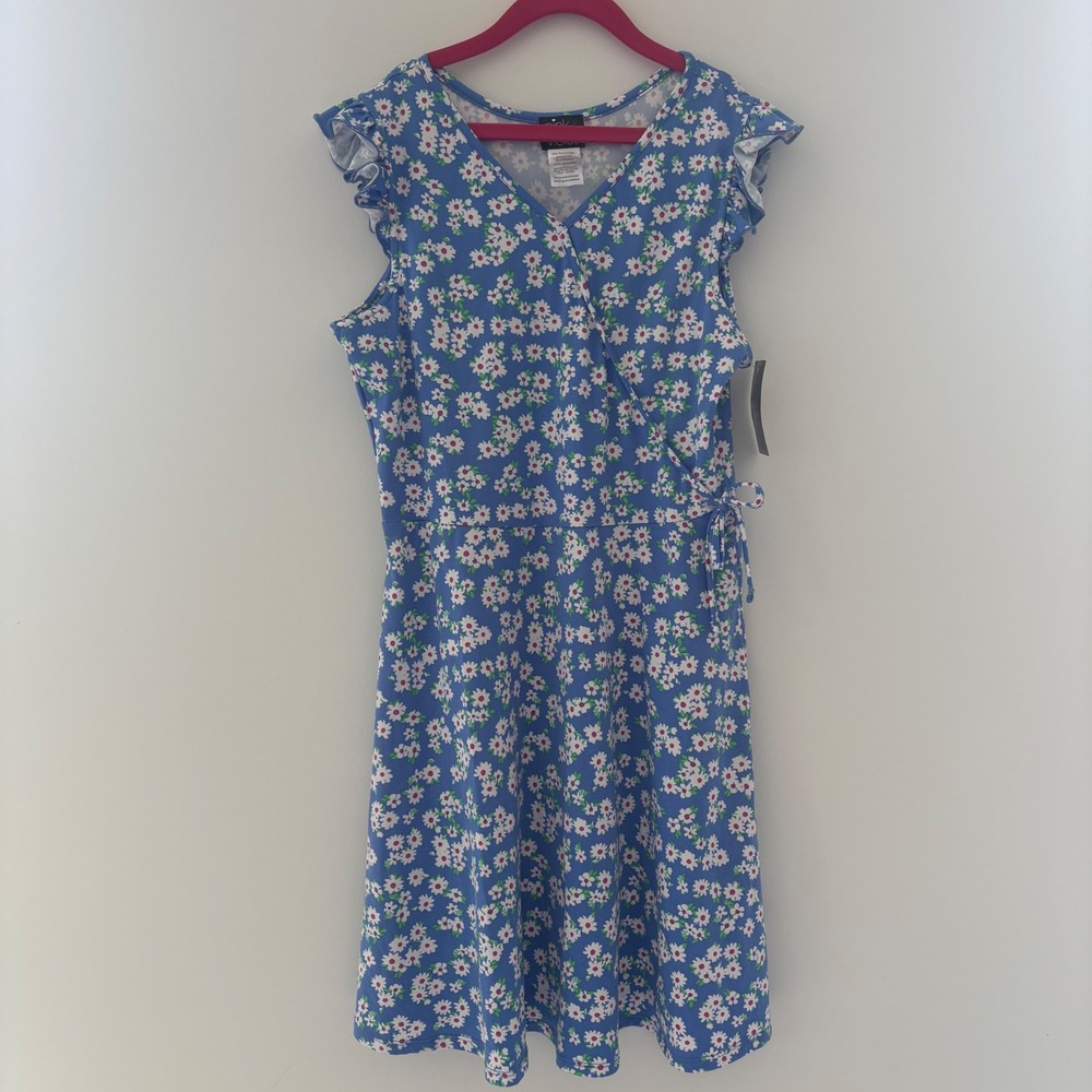 NWT Pink & Violet Floral Wrap Dress Ruffle Sleeves Blue‎ White Girls 
XL (14/16)